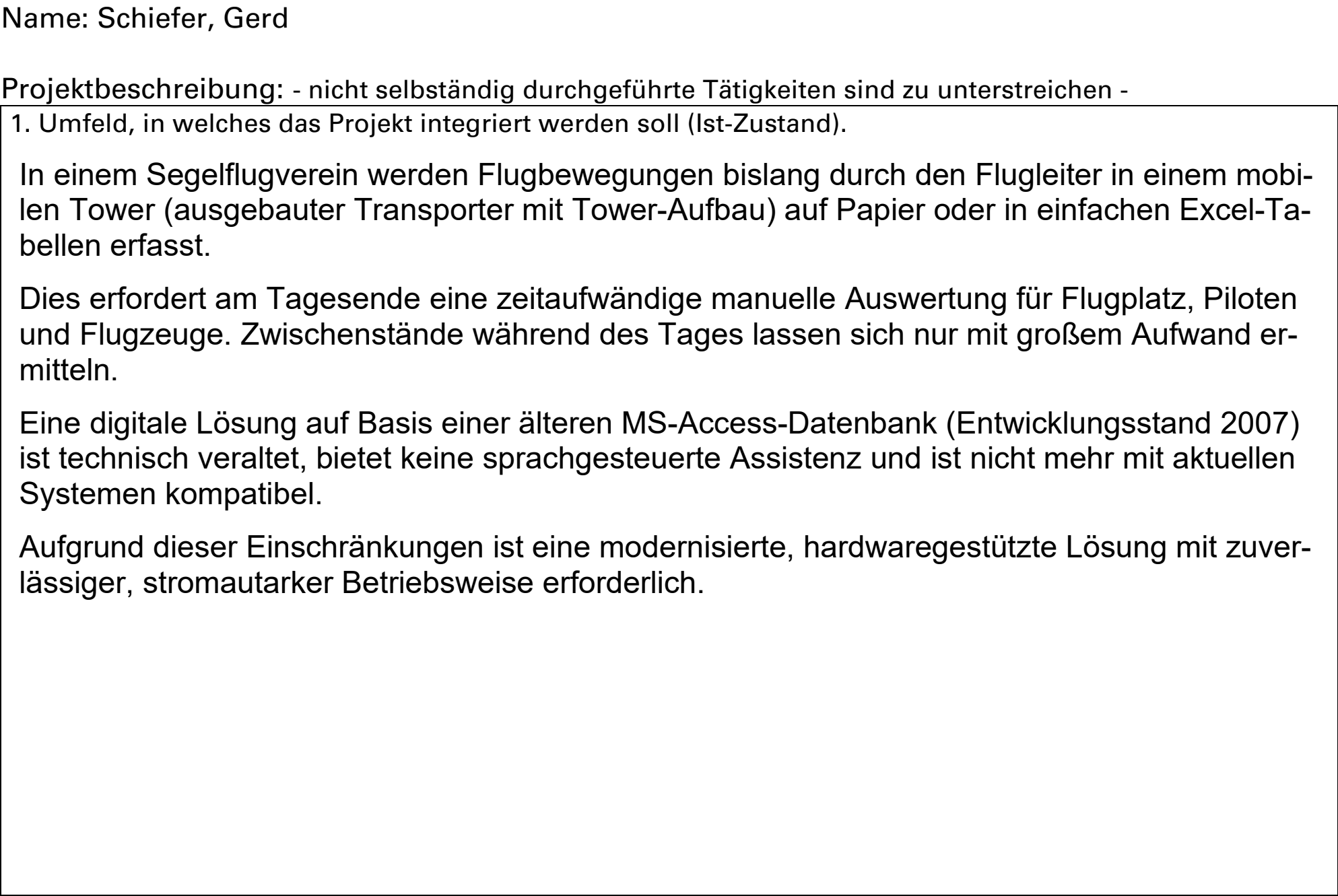 Beispiel für ein ausgefülltes Feld 1