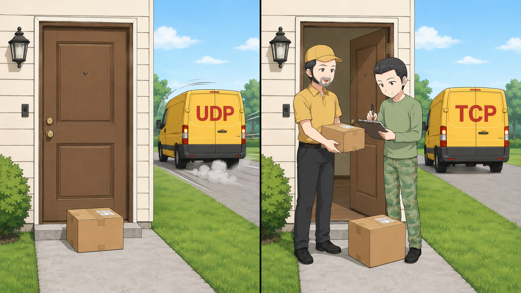 Vergleich zwischen UDP und TCP anhand einer Paketdienst-Analogie